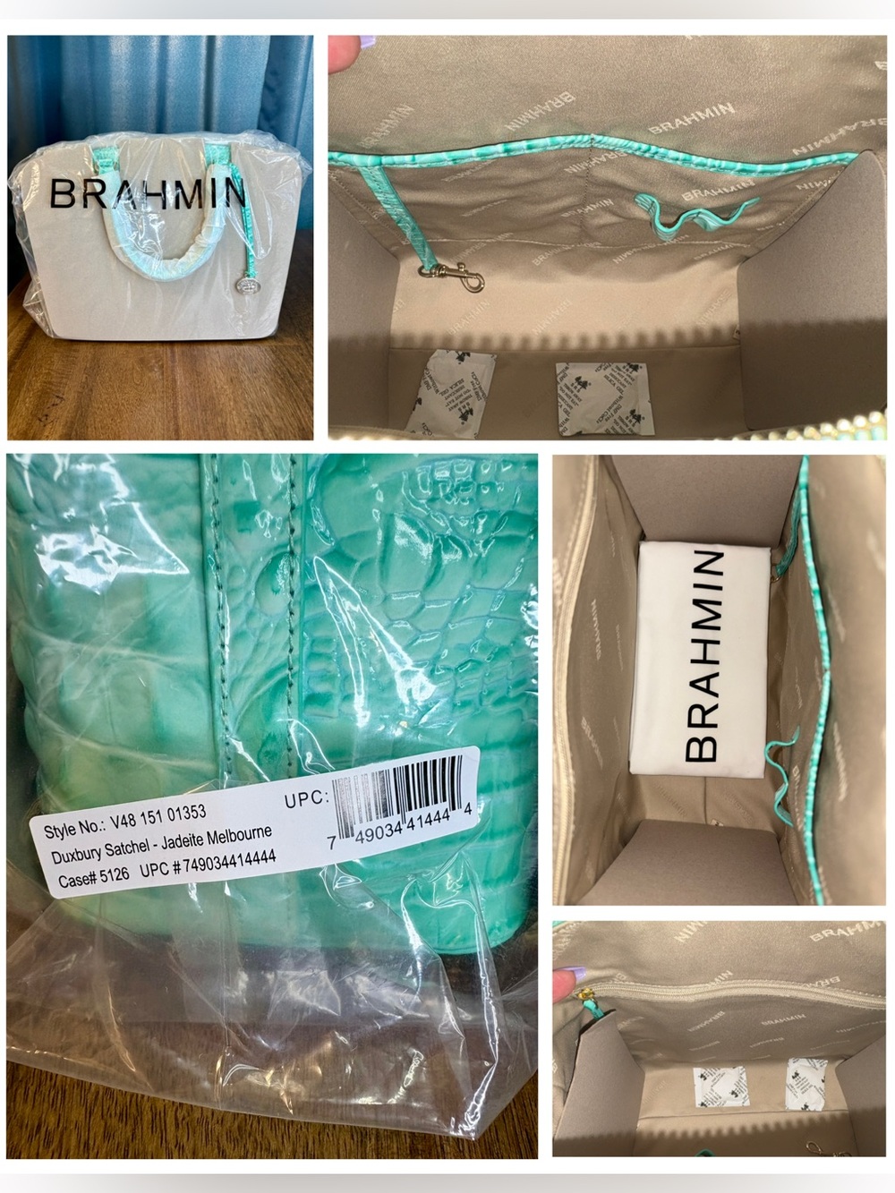 Brahmin NWT Duxbury - Jadeite - *Exclusive Design* - FRONT EYE - Cool Mint - Picture 8 of 16